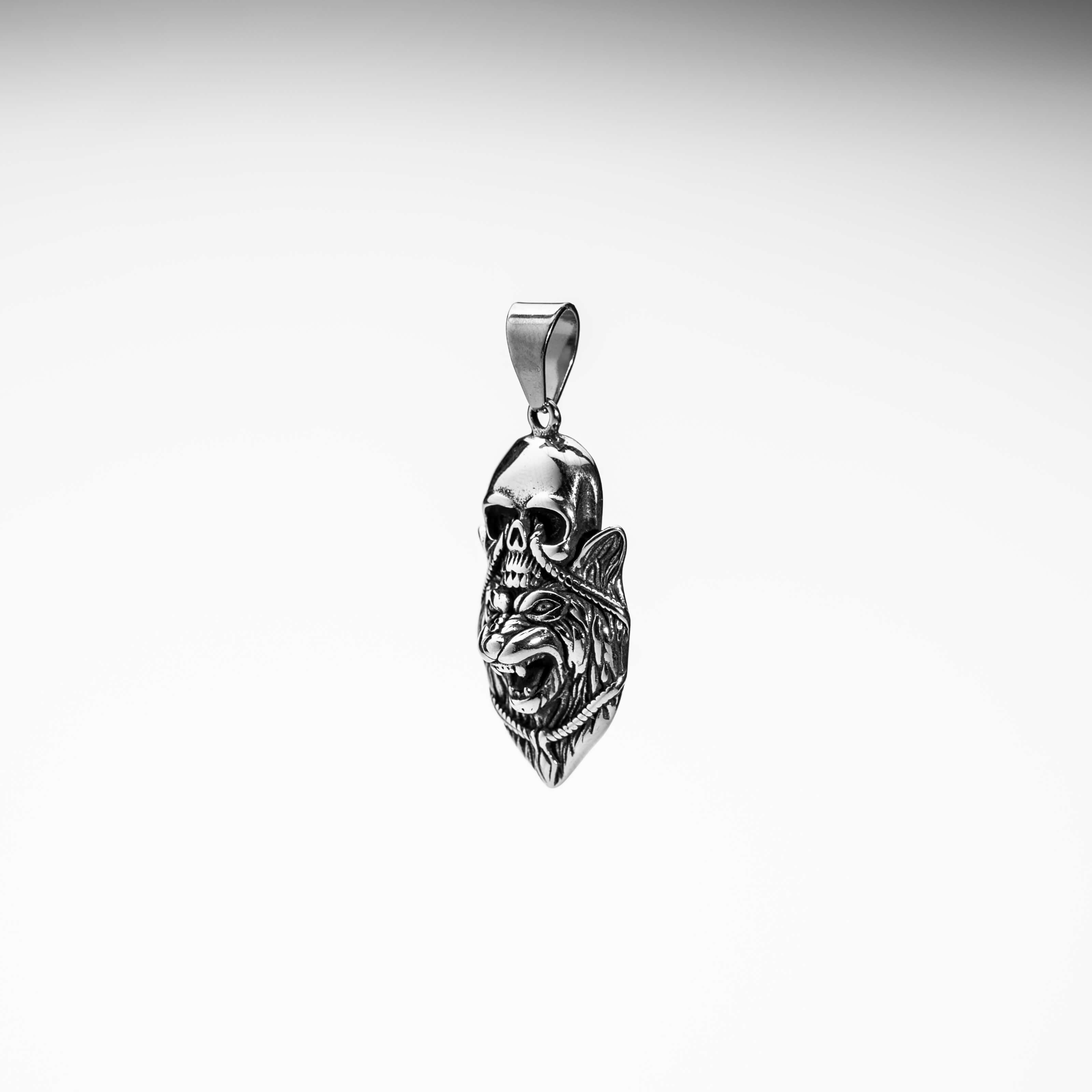 Soul of the Pack: Skull and Wolf Pendant